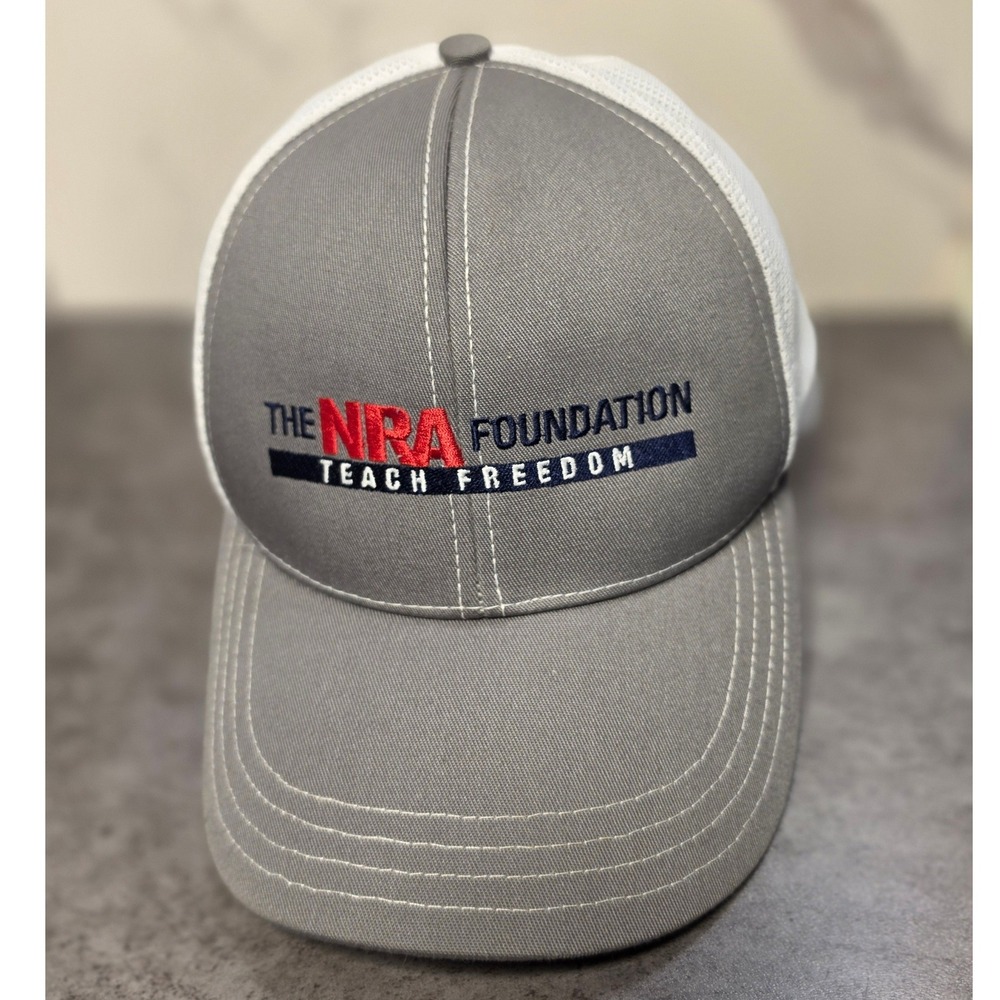 Americap NRA Foundation Teach Freedom Trucker Hat Grey White‎ Mesh Back Cap